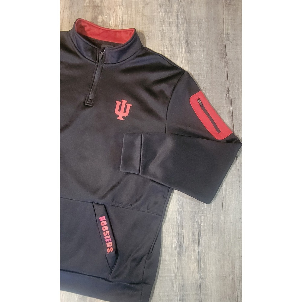 Colosseum Indiana Hoosiers Mens XL Quarter Zip Pullover Black Crimson NCAA IU